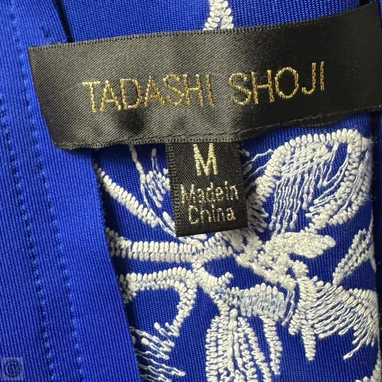 Embroidered Dress Party Short By Tadashi Shoji In Blue & White, Size: M
