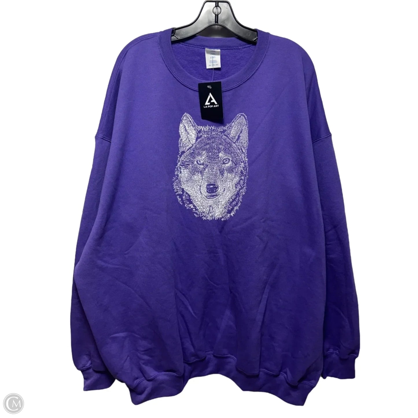 Wolf Sweatshirt Crewneck By Port & Company In Purple, Size: 4x