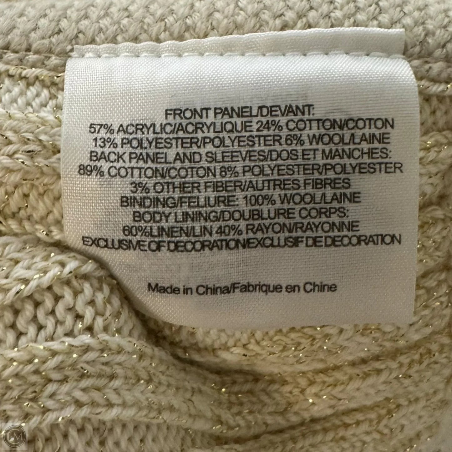 Beaded Embroidered Cardigan Sweater Designer By Tory Burch In Cream, Size: L