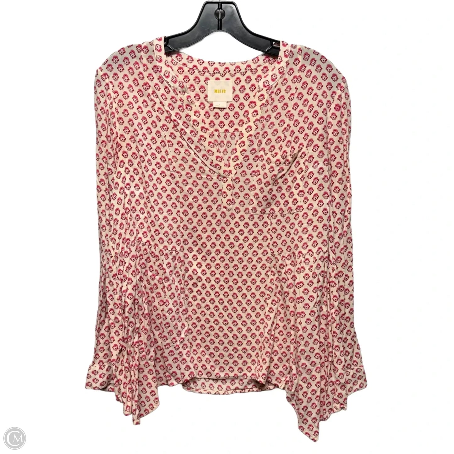 Top Long Sleeve By Maeve In Cream & Pink, Size: 4