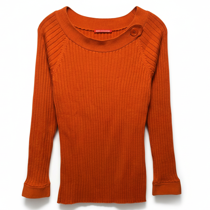 Ribbed Sweater By Alain Manoukian In Orange, Size: M