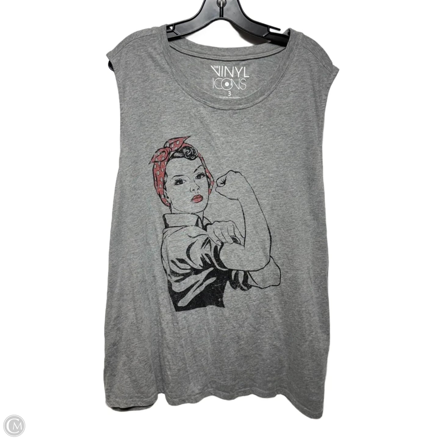 Rosie Riveter Top Sleeveless By Vinyl Icons In Grey, Size: 3x
