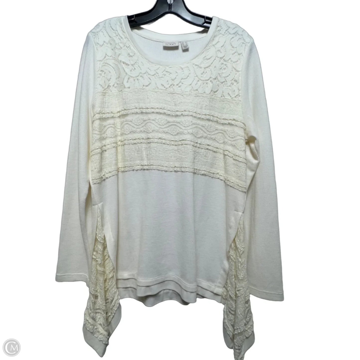 Top Long Sleeve By Logo In Cream, Size: L