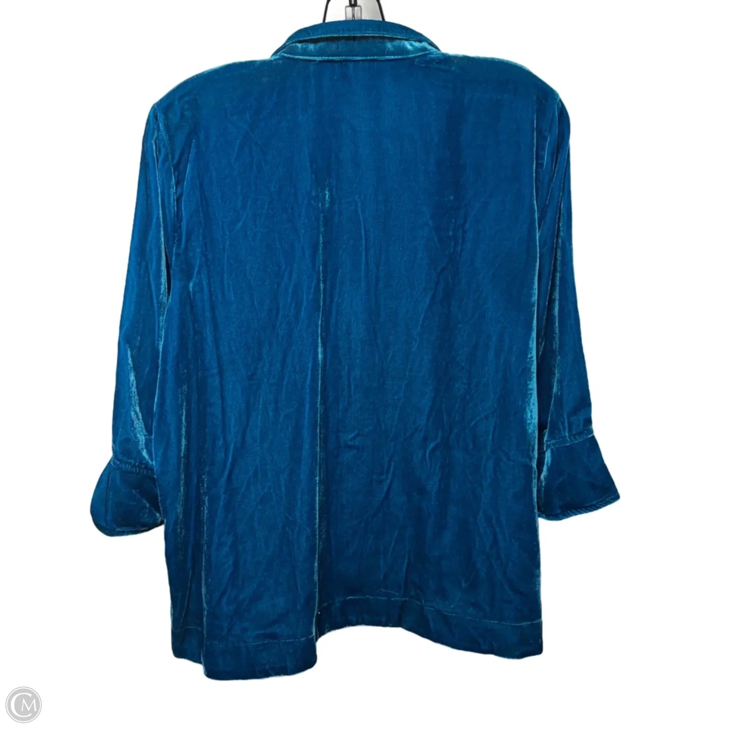 Velvet Essentials Top Long Sleeve By John Mark In Blue, Size: Mp