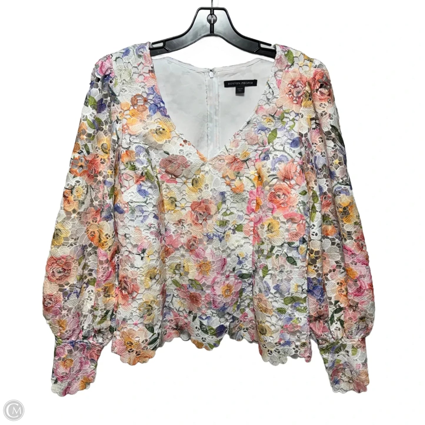 Top Long Sleeve By Boston Proper In Floral Print, Size: M