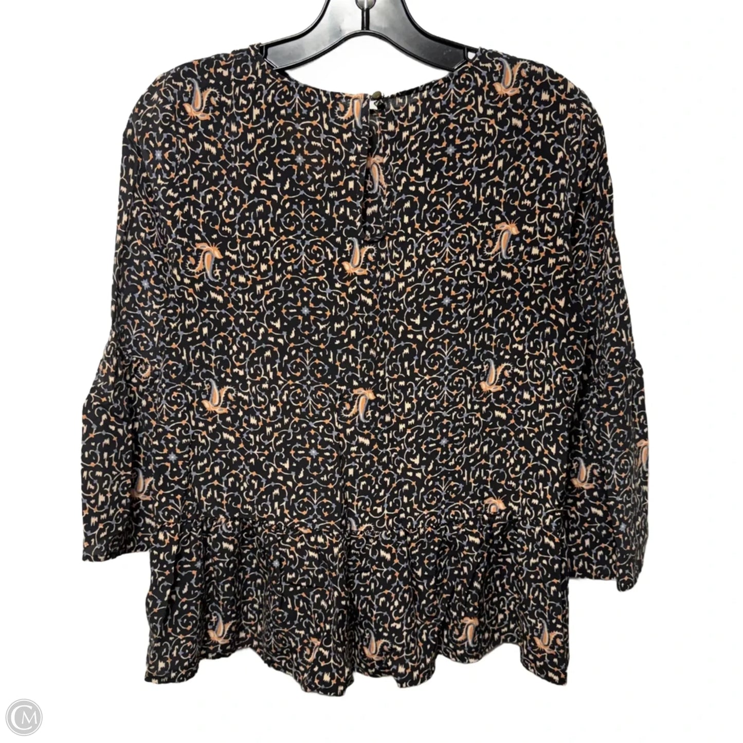 Top 3/4 Sleeve By Madewell In Black & Orange, Size: S