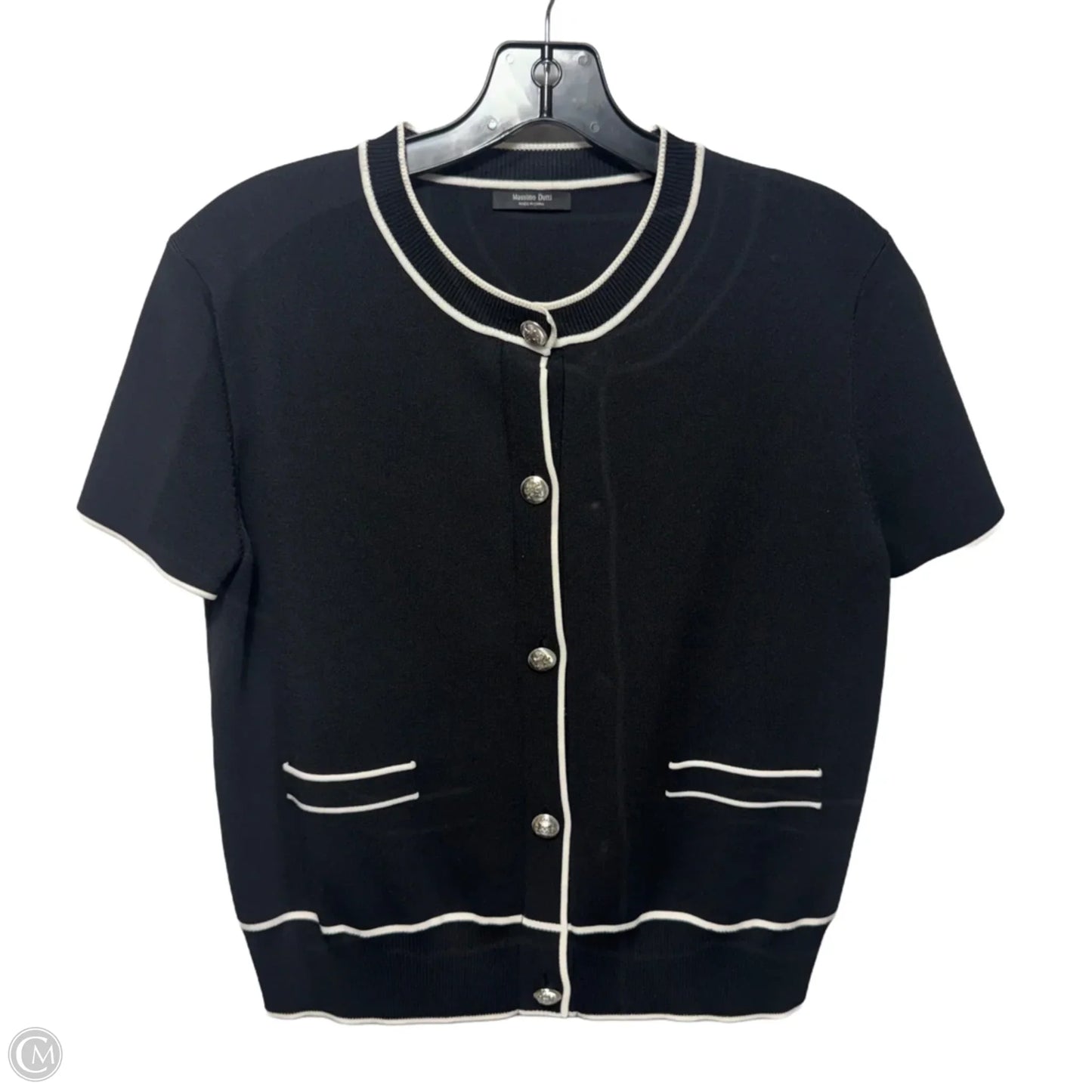Knit Top Short Sleeve By Massimo Dutti In Black & White, Size: M