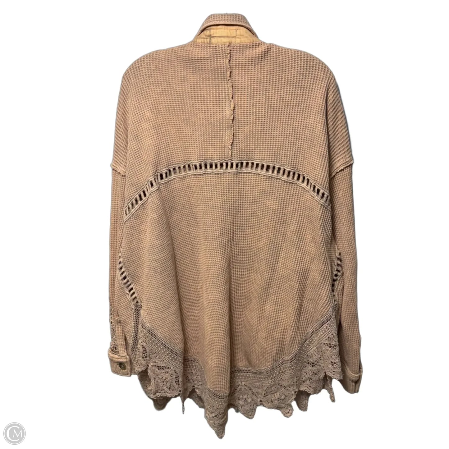 Jacket Shirt By Oli & Hali In Peach and gray, Size: M