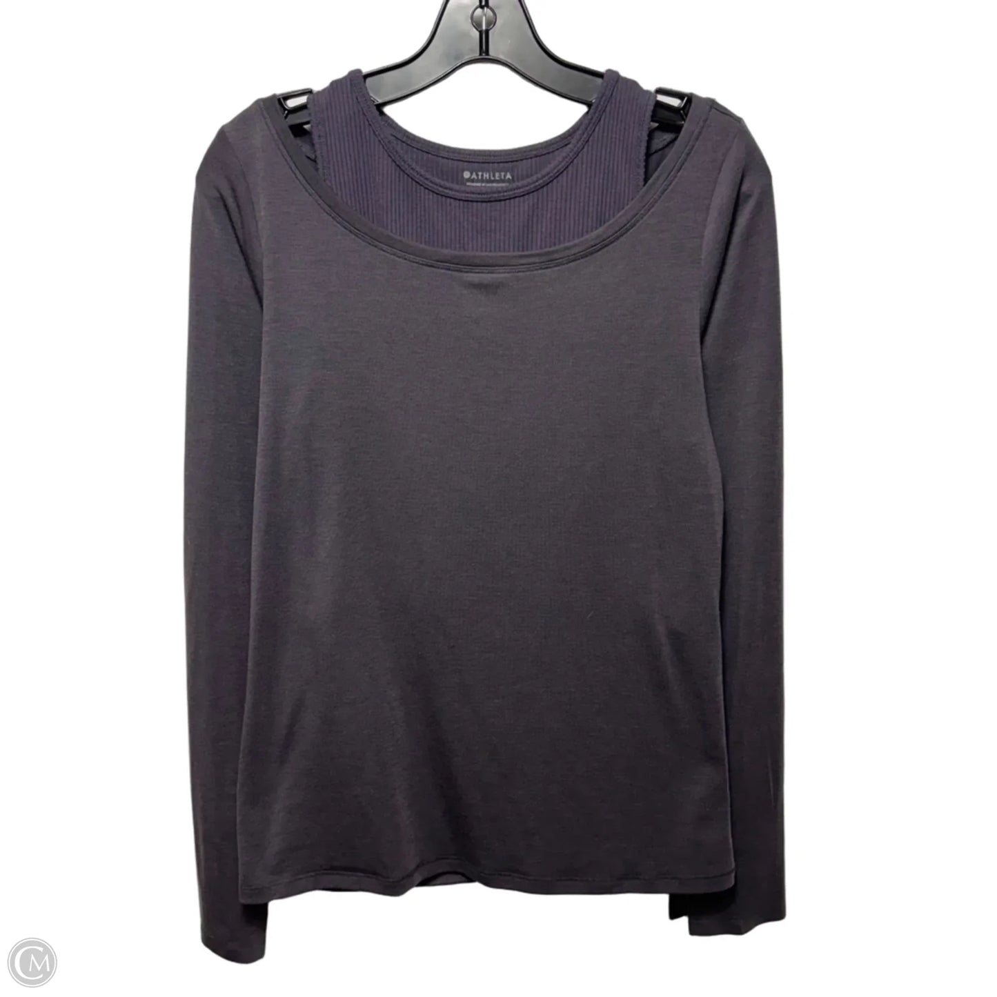 Layered Athletic Top Long Sleeve Crewneck By Athleta In Grey, Size: S
