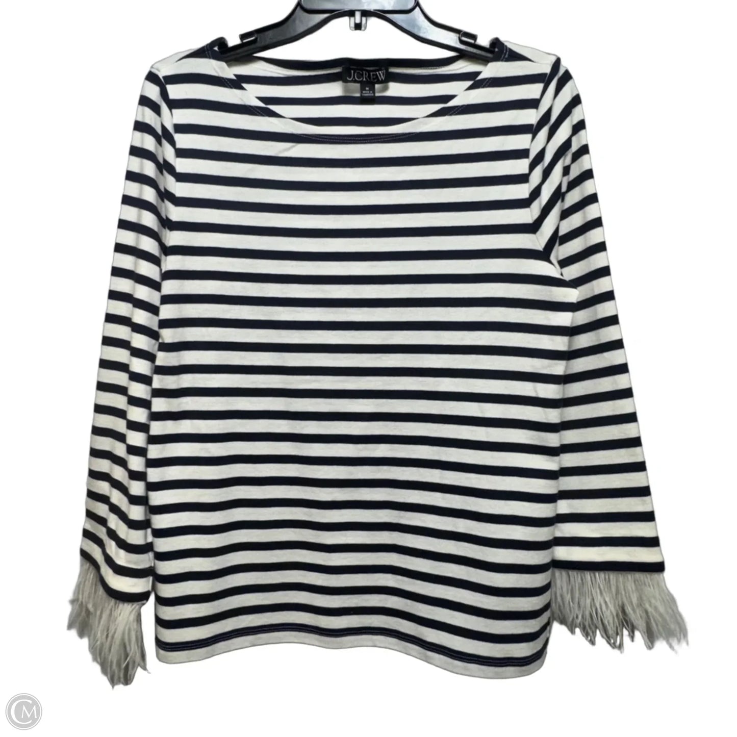 Feather Cuff Top Long Sleeve By J. Crew In Striped Pattern, Size: M
