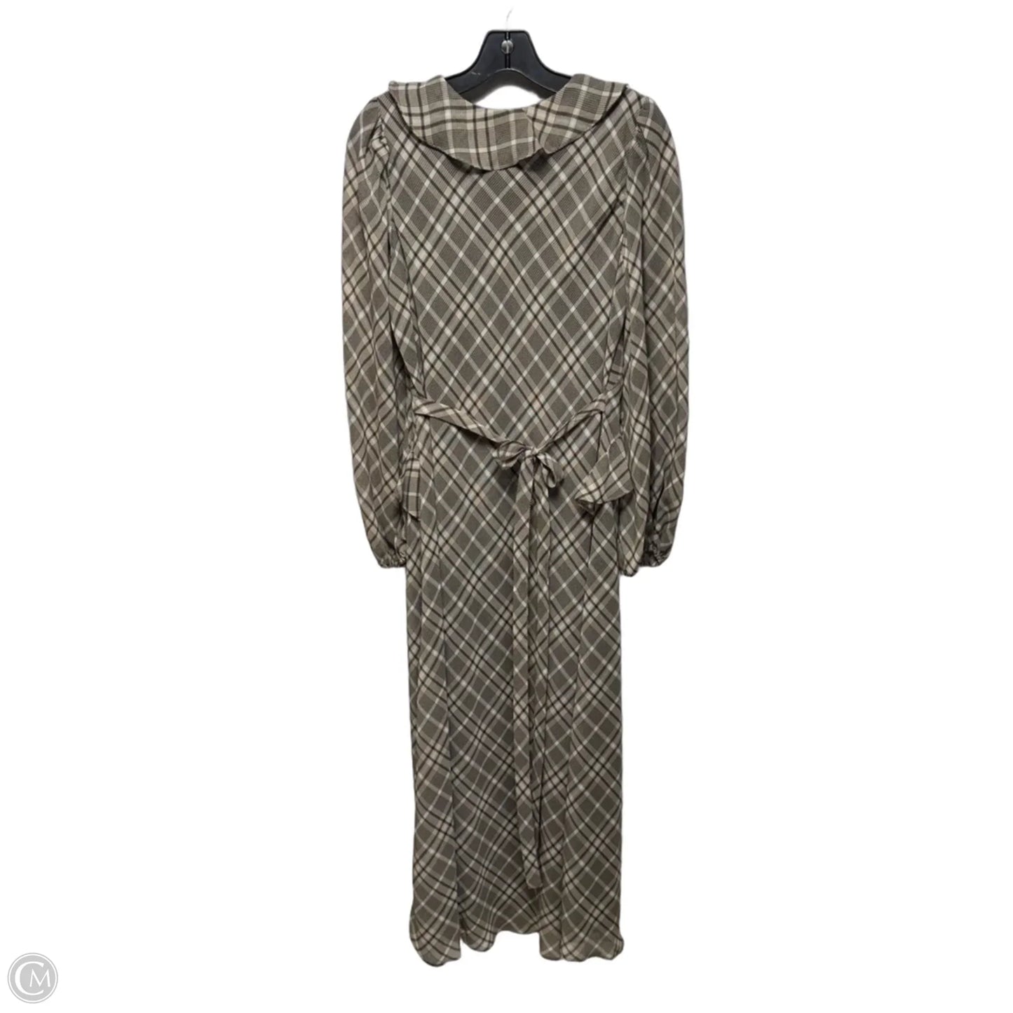 Ruffled Chiffon Fit & Flare Maxi Dress By Taylor In Plaid Pattern, Size: 12