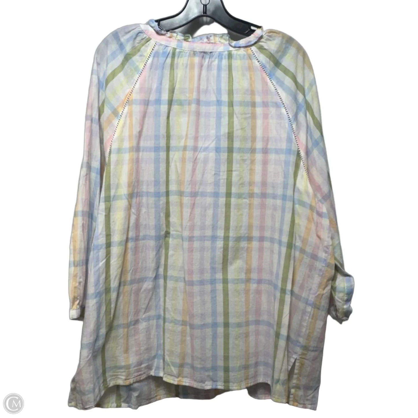 Top 3/4 Sleeve By Talbots In Plaid Pattern, Size: 2x