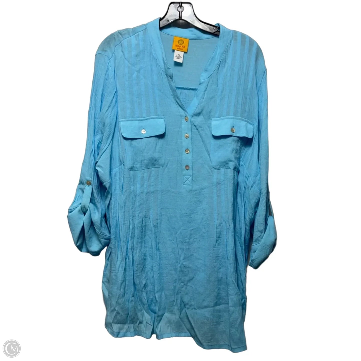 Top 3/4 Sleeve By Ruby Rd In Blue, Size: 2x