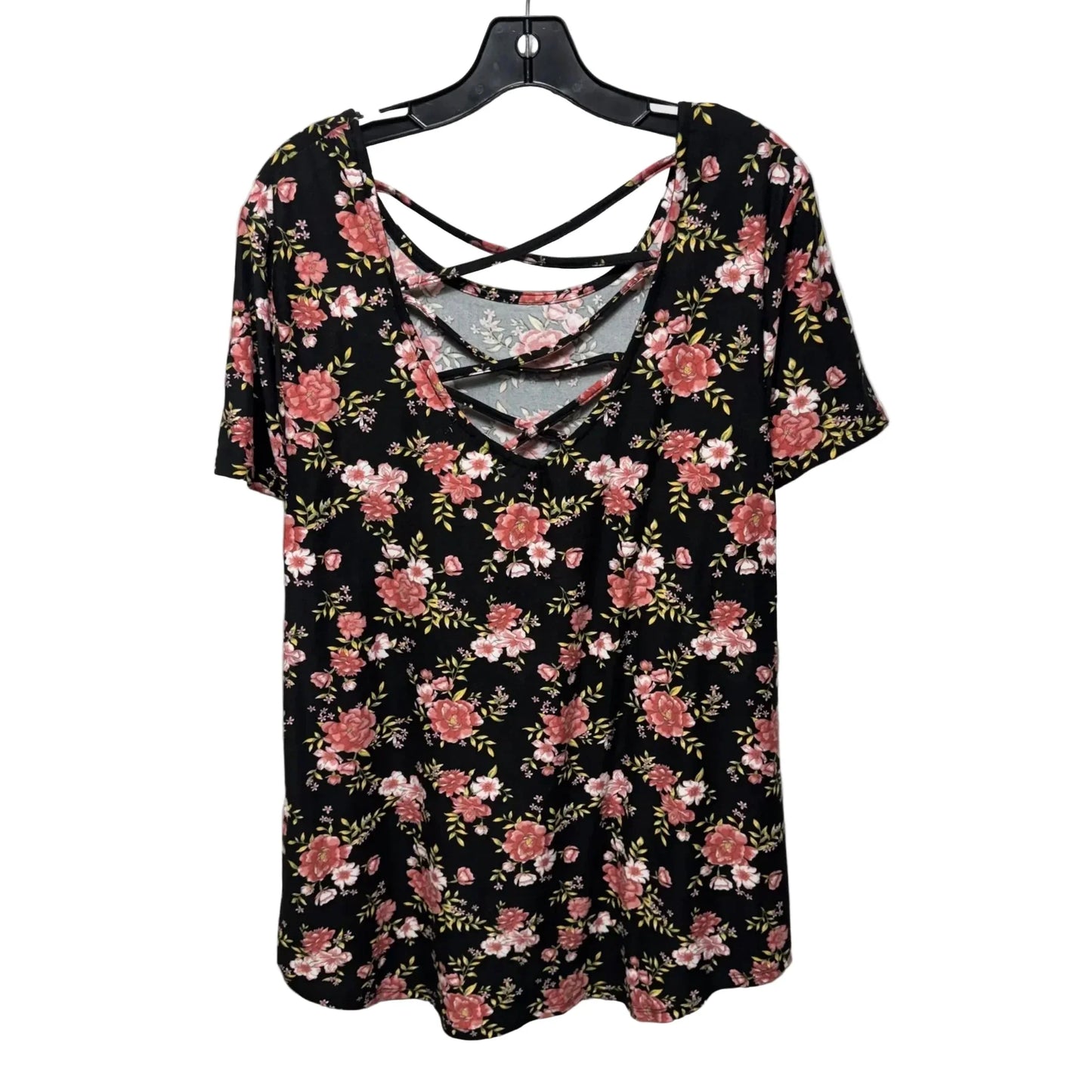 Top Short Sleeve By Planet Gold In Floral Print, Size: 3x