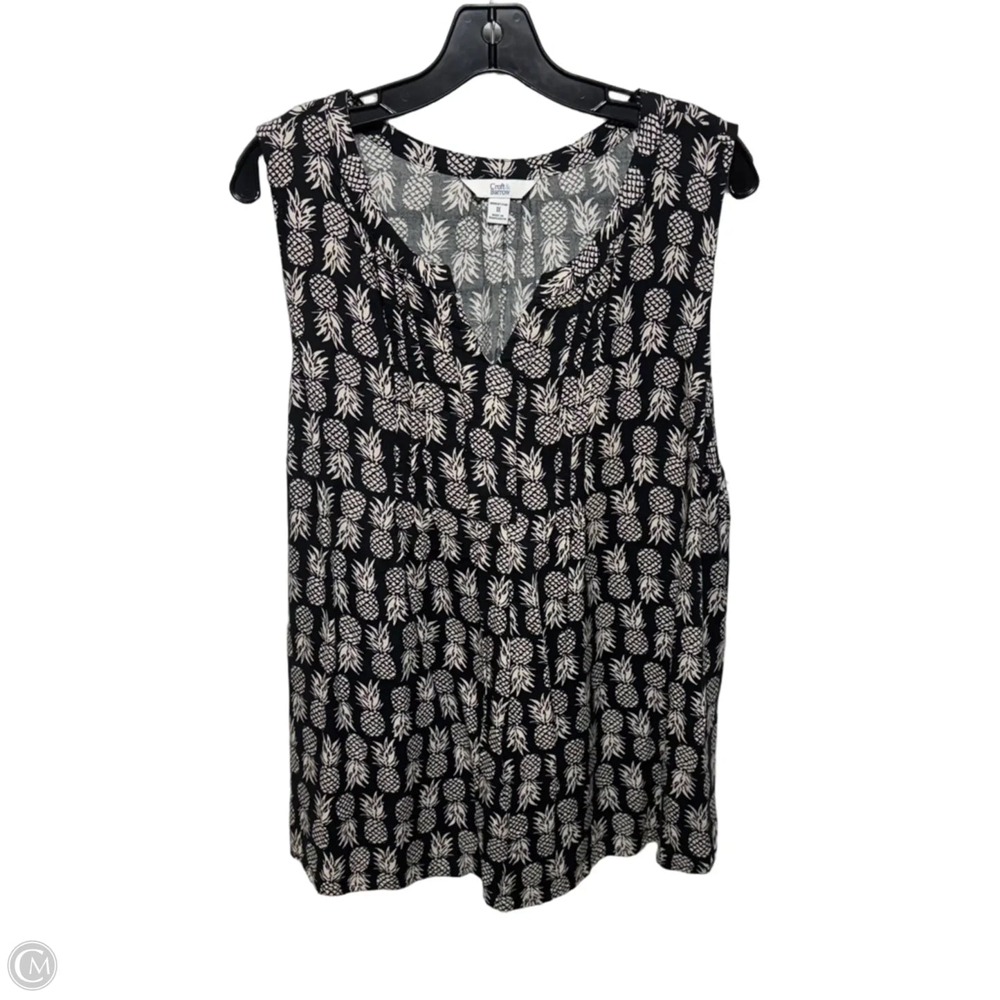 Pineapple Top Sleeveless By Croft And Barrow In Black & Cream, Size: 1x