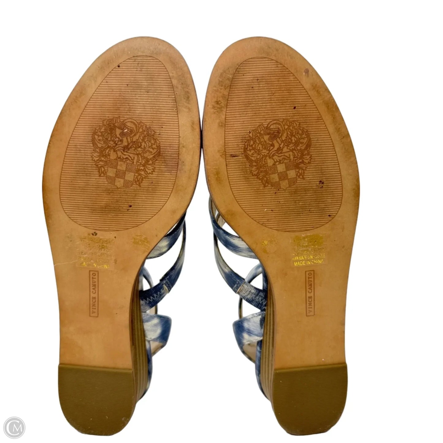 Sandals Flats By Vince Camuto In Blue & Cream, Size: 8