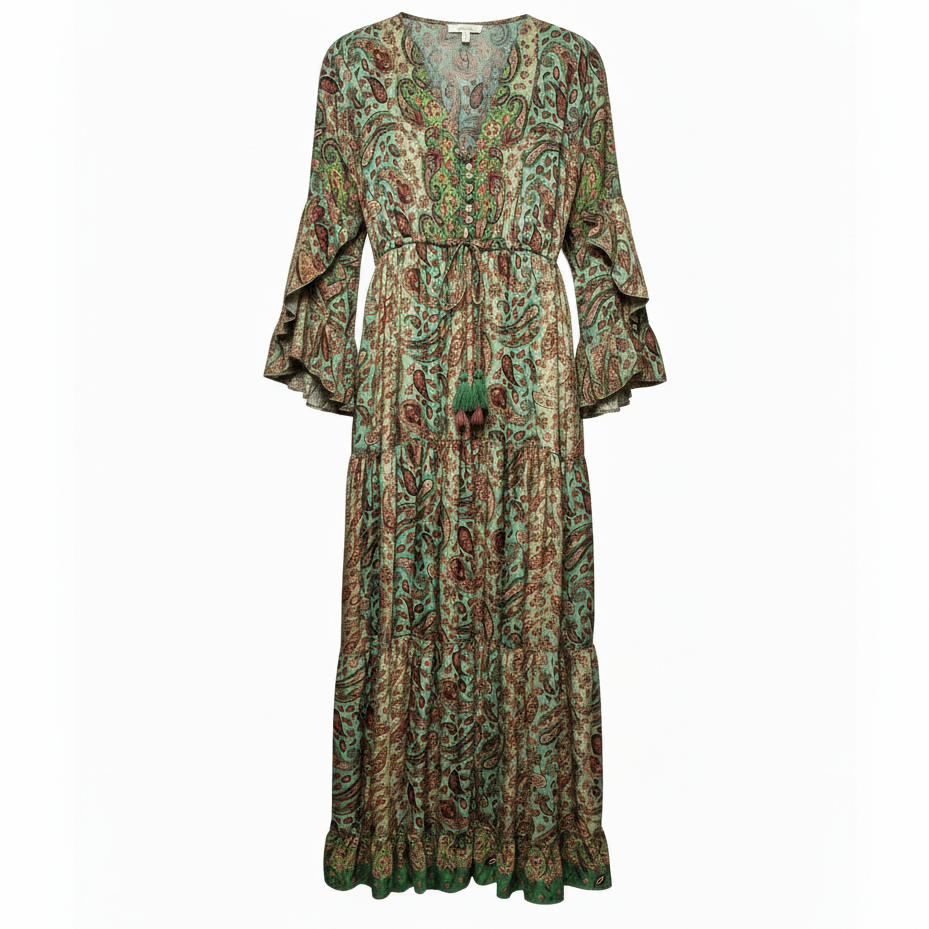 Silk Blend Dress Casual Maxi Unbranded In Paisley Print, Size: M (estimated)