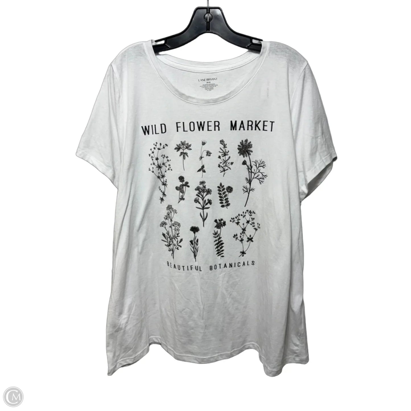 “Wild Flower Market - Beautiful Botanicals” Top Short Sleeve By Lane Bryant In White, Size: 18/20