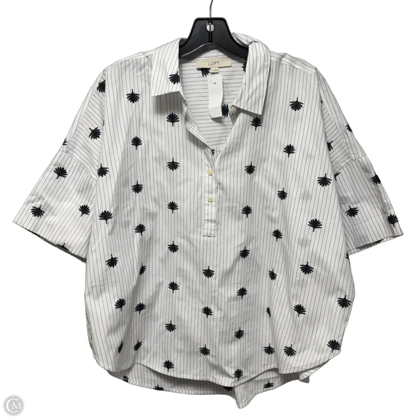 Top Short Sleeve By Loft In Black & White, Size: M