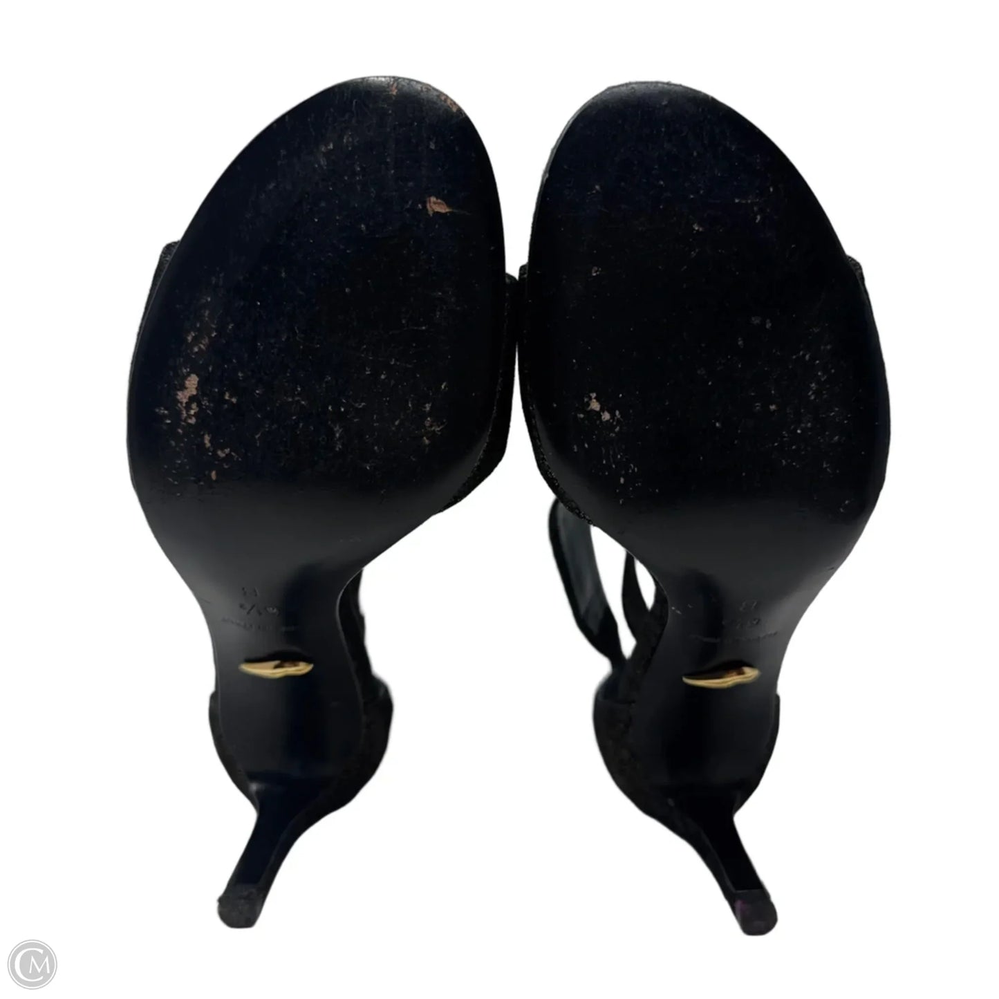 Glitter Stiletto Sandals Designer By Diane Von Furstenberg In Black & Gold, Size: 6.5