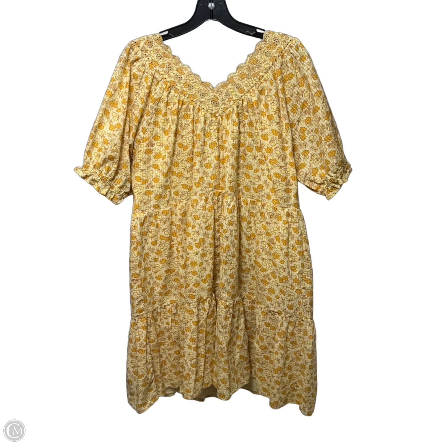 Eyelet-Trim Tiered Mini Dress By Madewell In Piccola Floral Print, Size: 1X