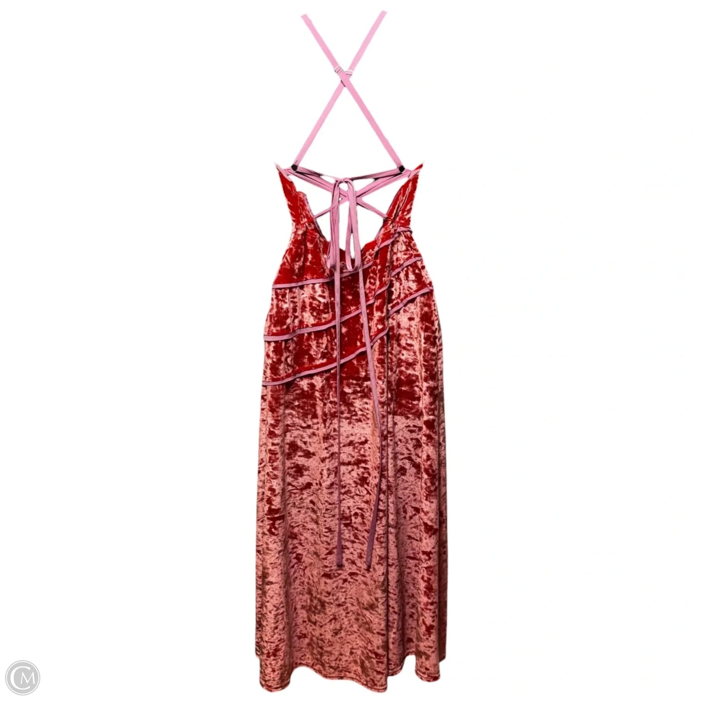 Deia Velvet Midi Dress By Free People In Pink & Orange, Size: XS