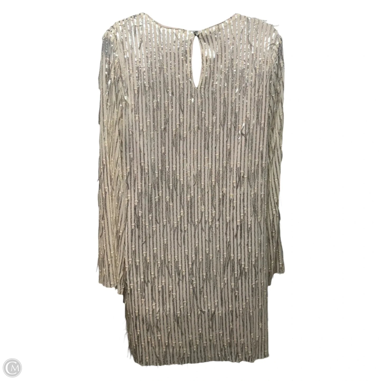 Sequin Fringe Dress Party Short By Petal & Pup In Cream & Silver, Size: S