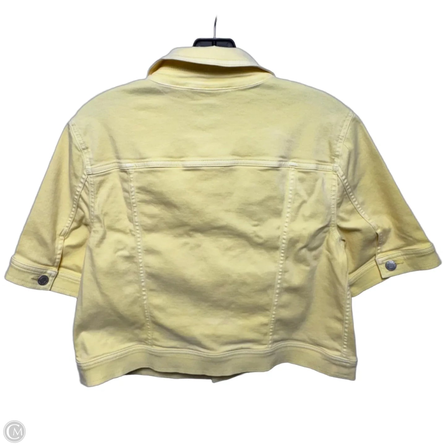 Short Sleeve Denim Jacket By Talbots In Yellow, Size: L