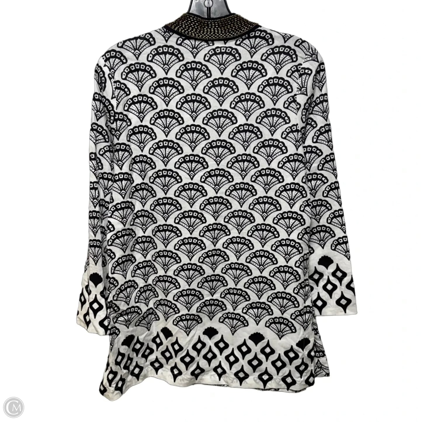 Beaded Collar Cotton Tunic Long Sleeve By Soft Surroundings In Black & White, Size: Xs