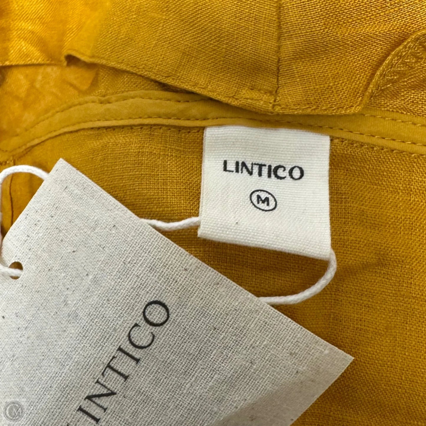 Linen Side Tie Halter Dress Casual Maxi By Lintico In Yellow, Size: M