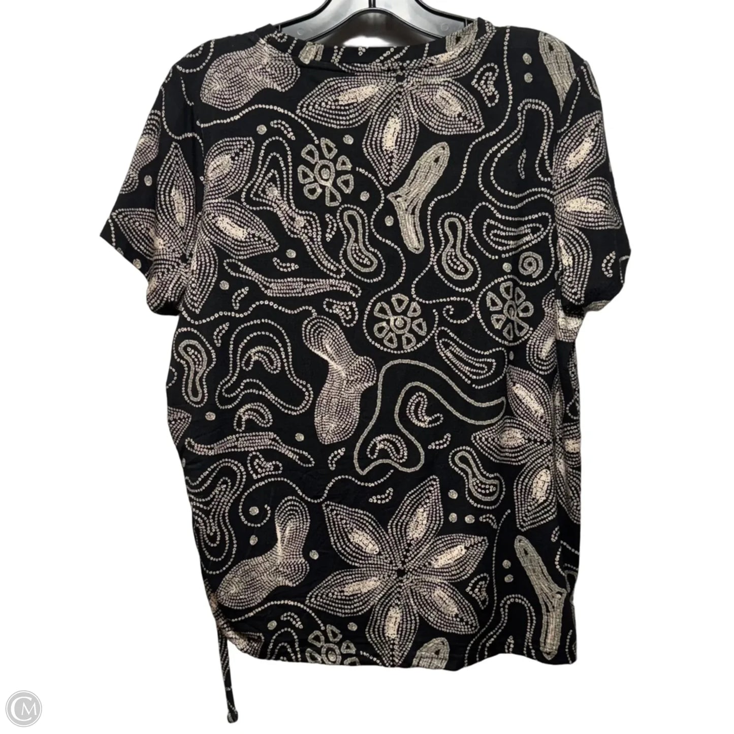 Top Short Sleeve By Tribal In Black & Cream, Size: S