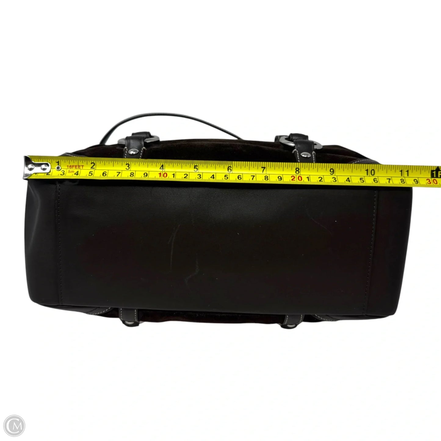Vintage Hampton Suede Shoulder Handbag Designer By Coach, Size: Medium