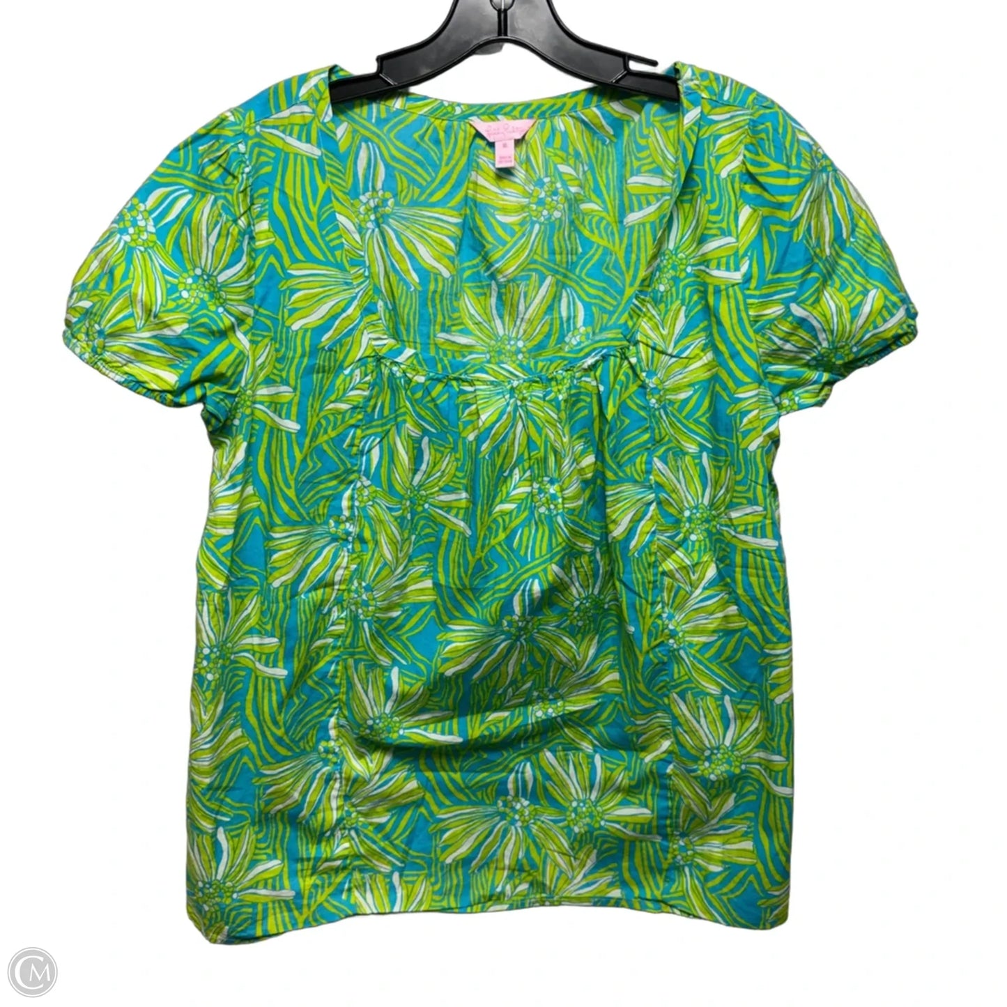 Top Short Sleeve Designer By Lilly Pulitzer In Floral Print, Size: Xl