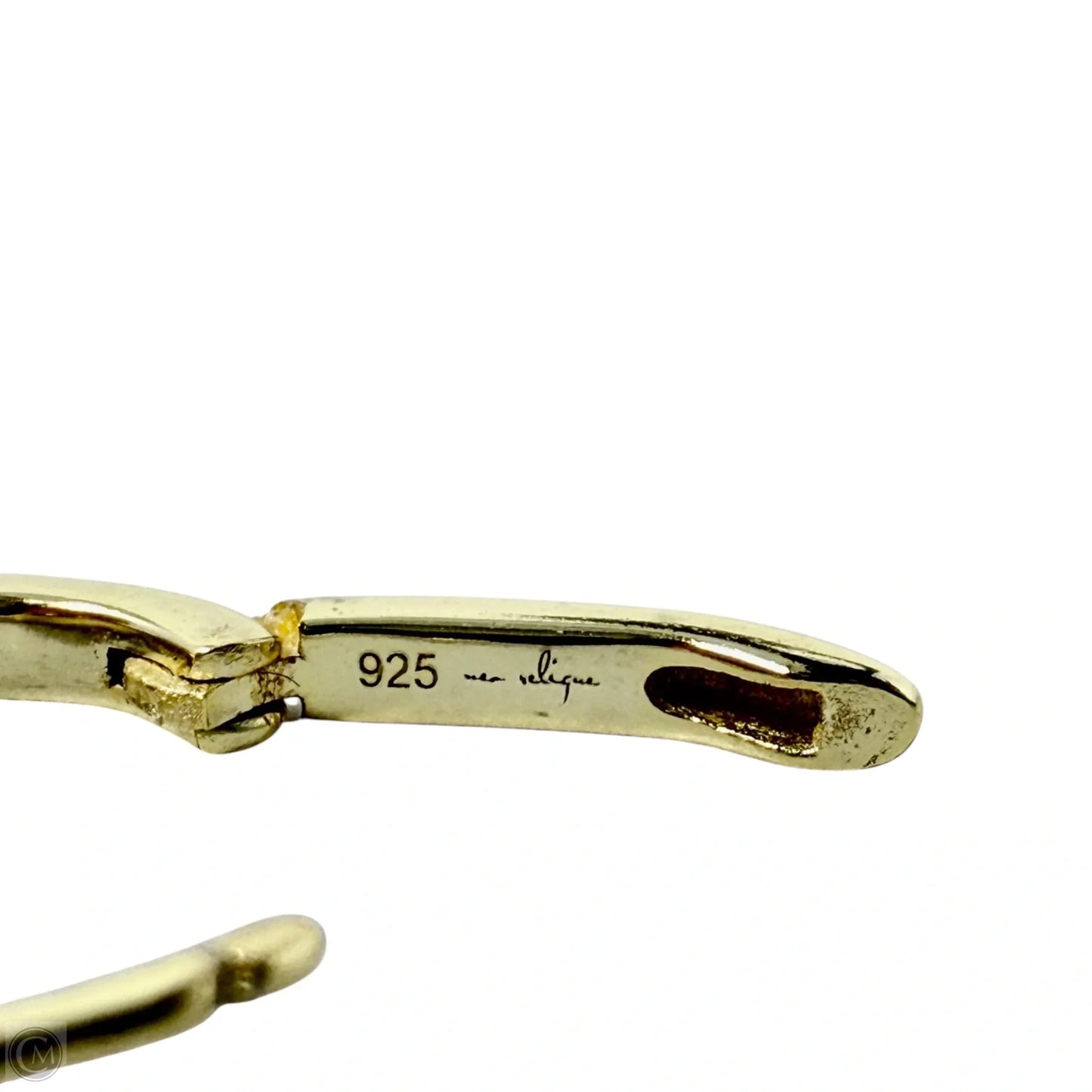 Gold Over Sterling Silver & Iridescent Crystal Hinged Huggie Hoop Earrings By Mea Reliquae