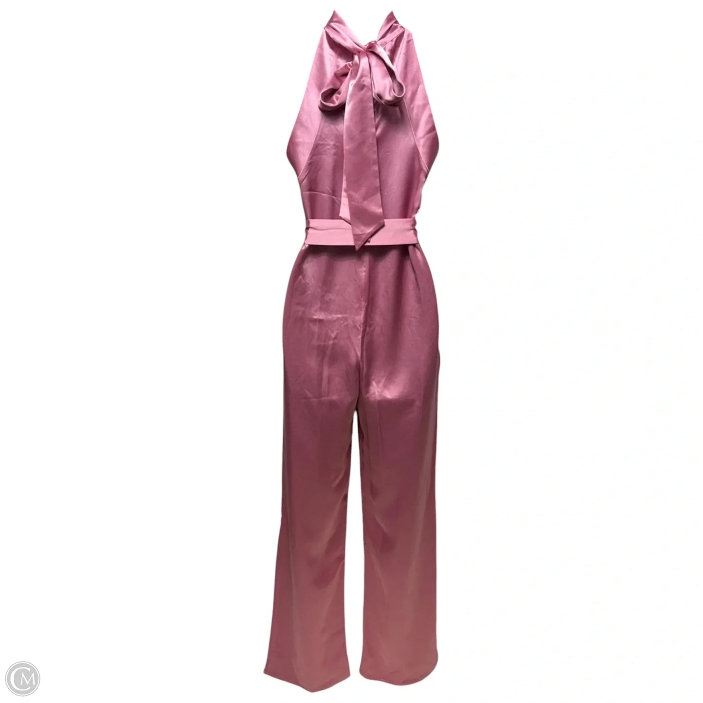Silky Halter Jumpsuit By Something Navy In Pink, Size: Xs