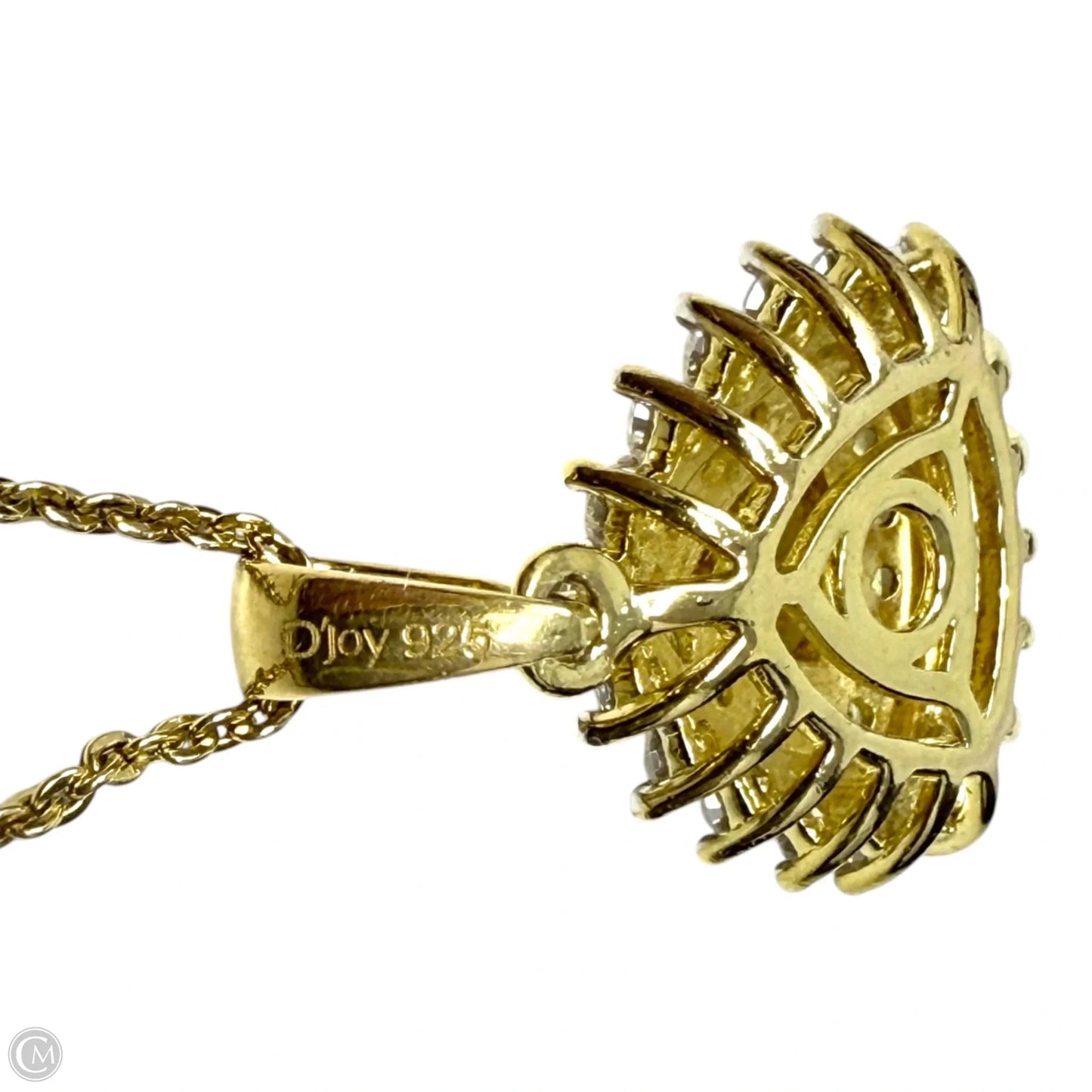 Sterling Silver & Trillion-Cut Yellow Gemstone Halo Pendant Necklace By D’Joy
