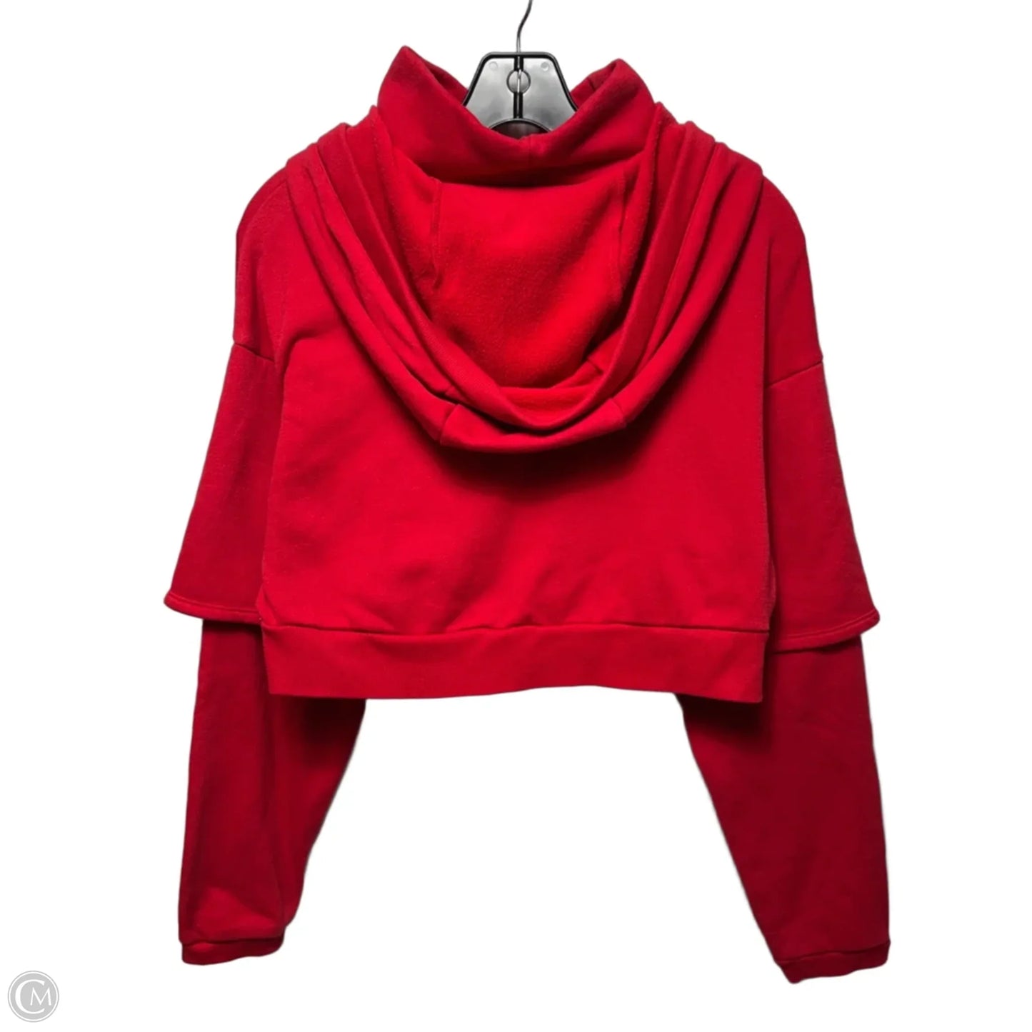 Layered Cropped Athletic Sweatshirt Hoodie By Alo In Red, Size: S