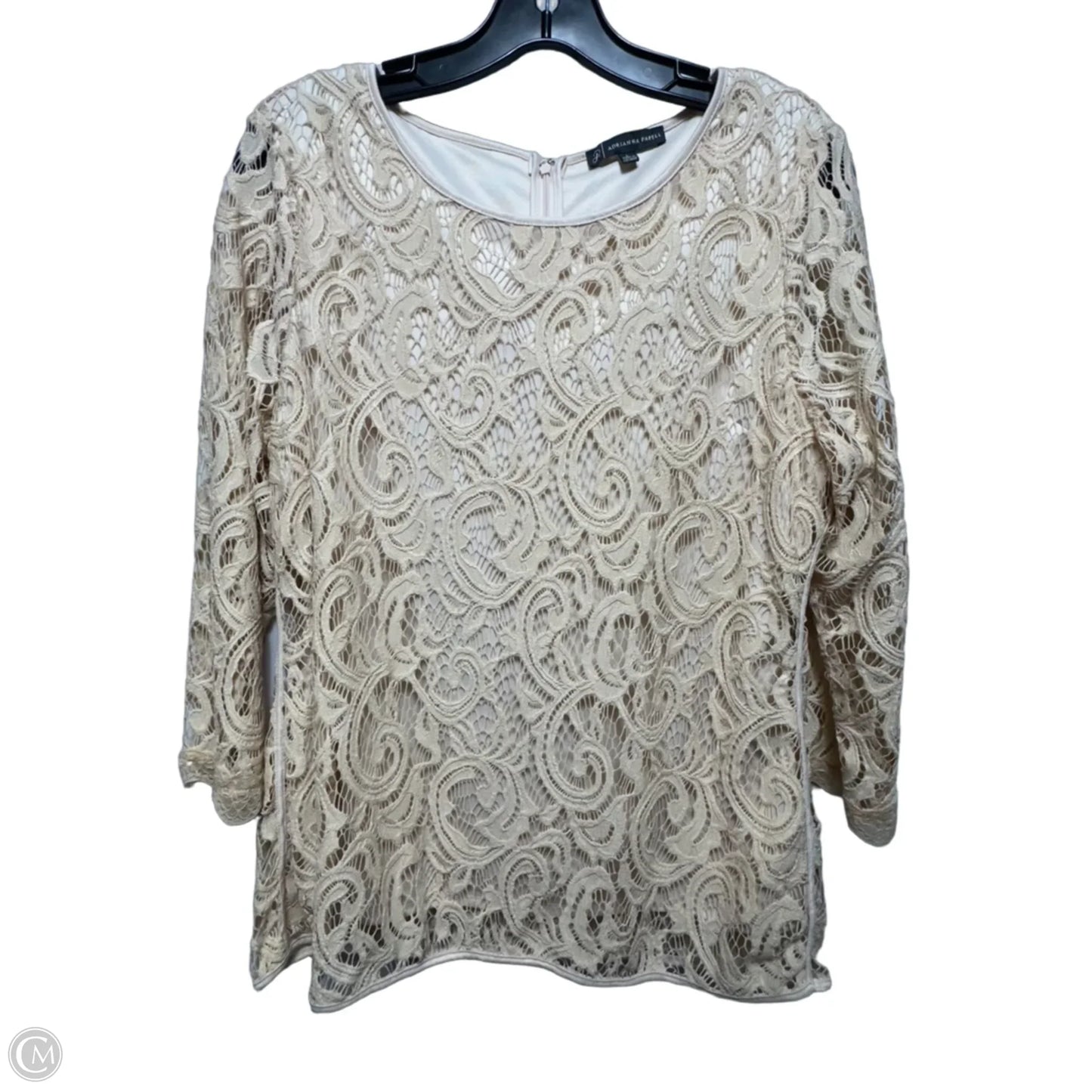 Top Long Sleeve By Adrianna Papell In Cream, Size: L
