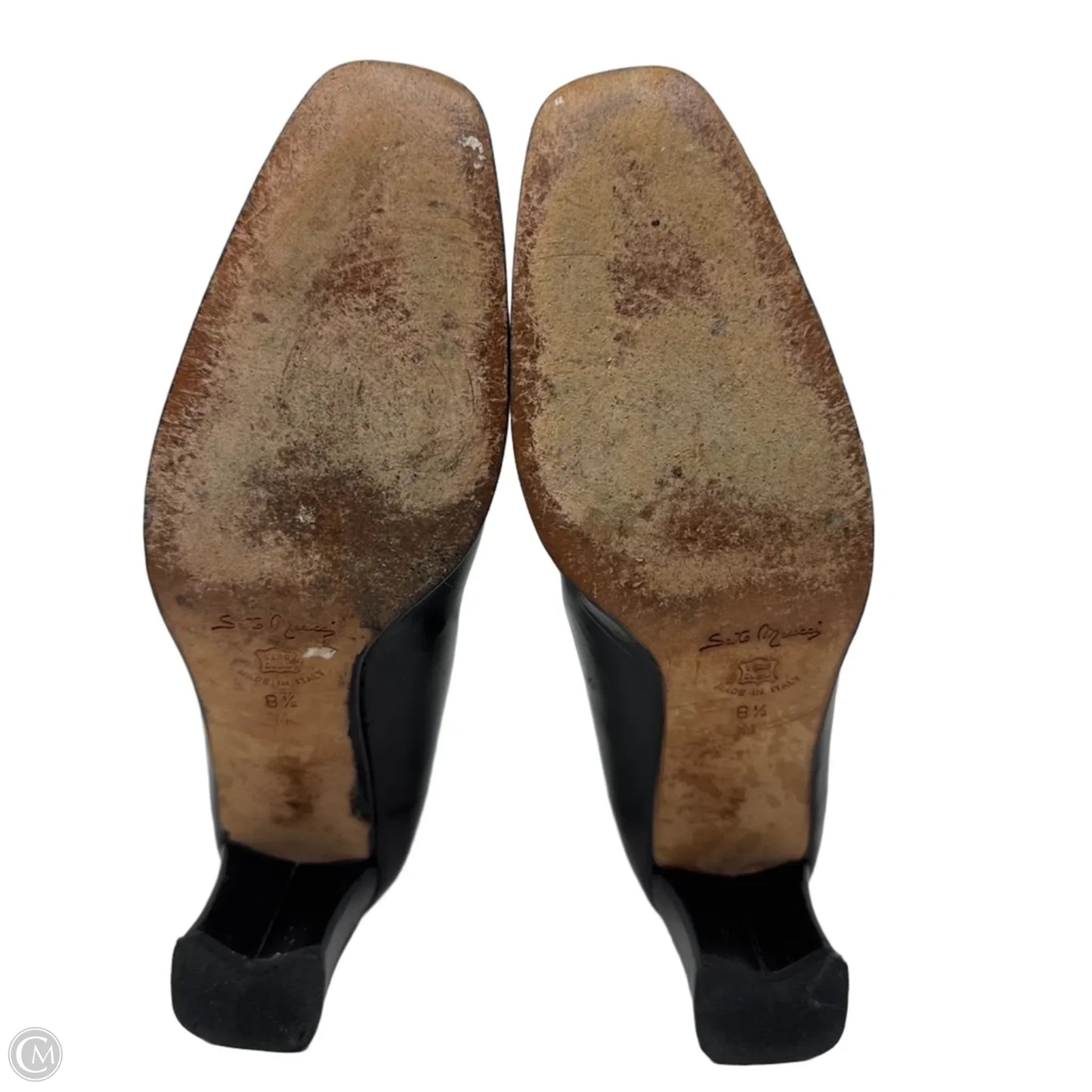 Vintage Square Toe Block Heel Nappa Pumps By Sesto Meucci In Black, Size: 8.5
