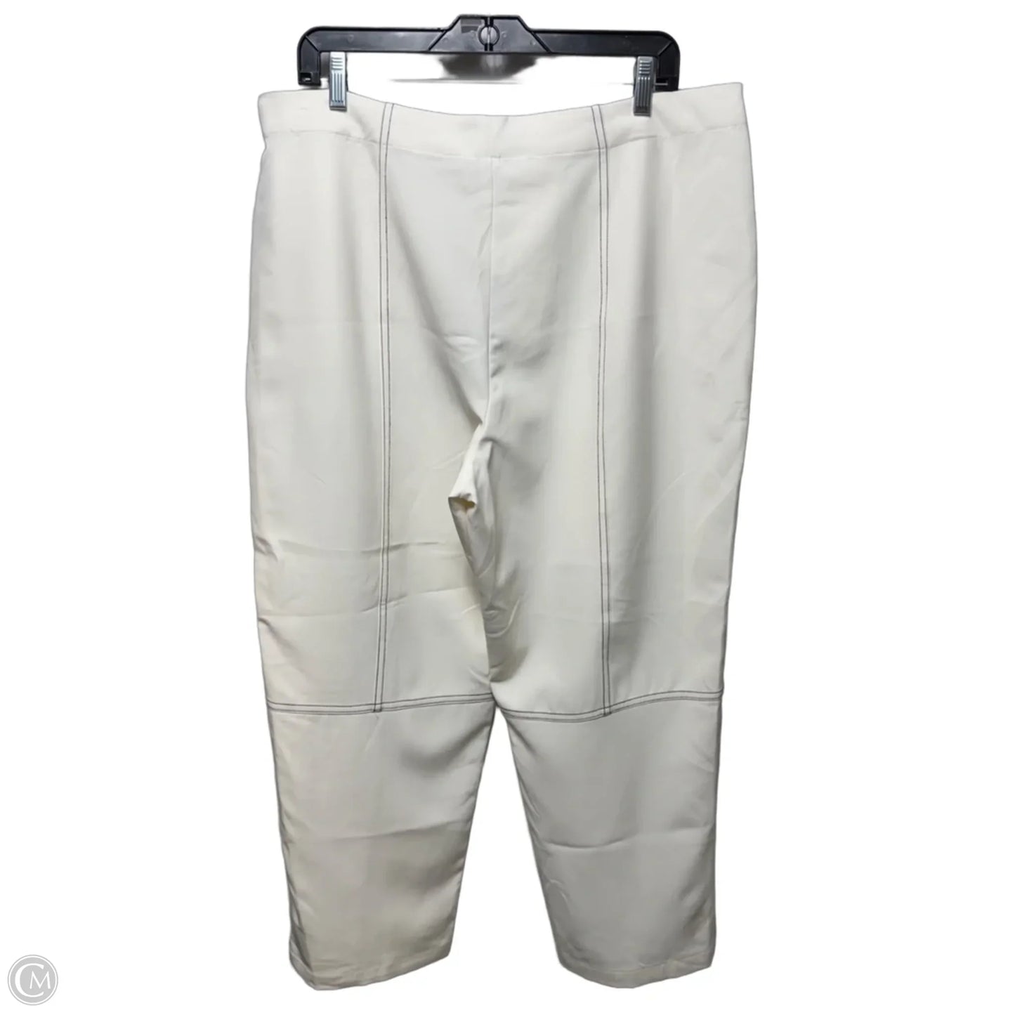 Contrast Stitch Pants Designer By Karl Lagerfeld In Cream, Size: 14