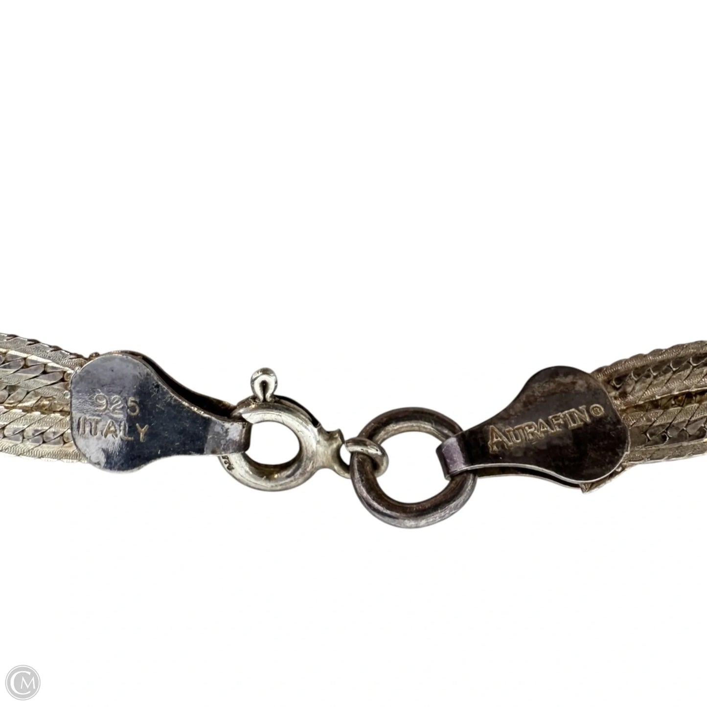 Italian Sterling Silver Braided Herringbone Chain Necklace By Aurafin