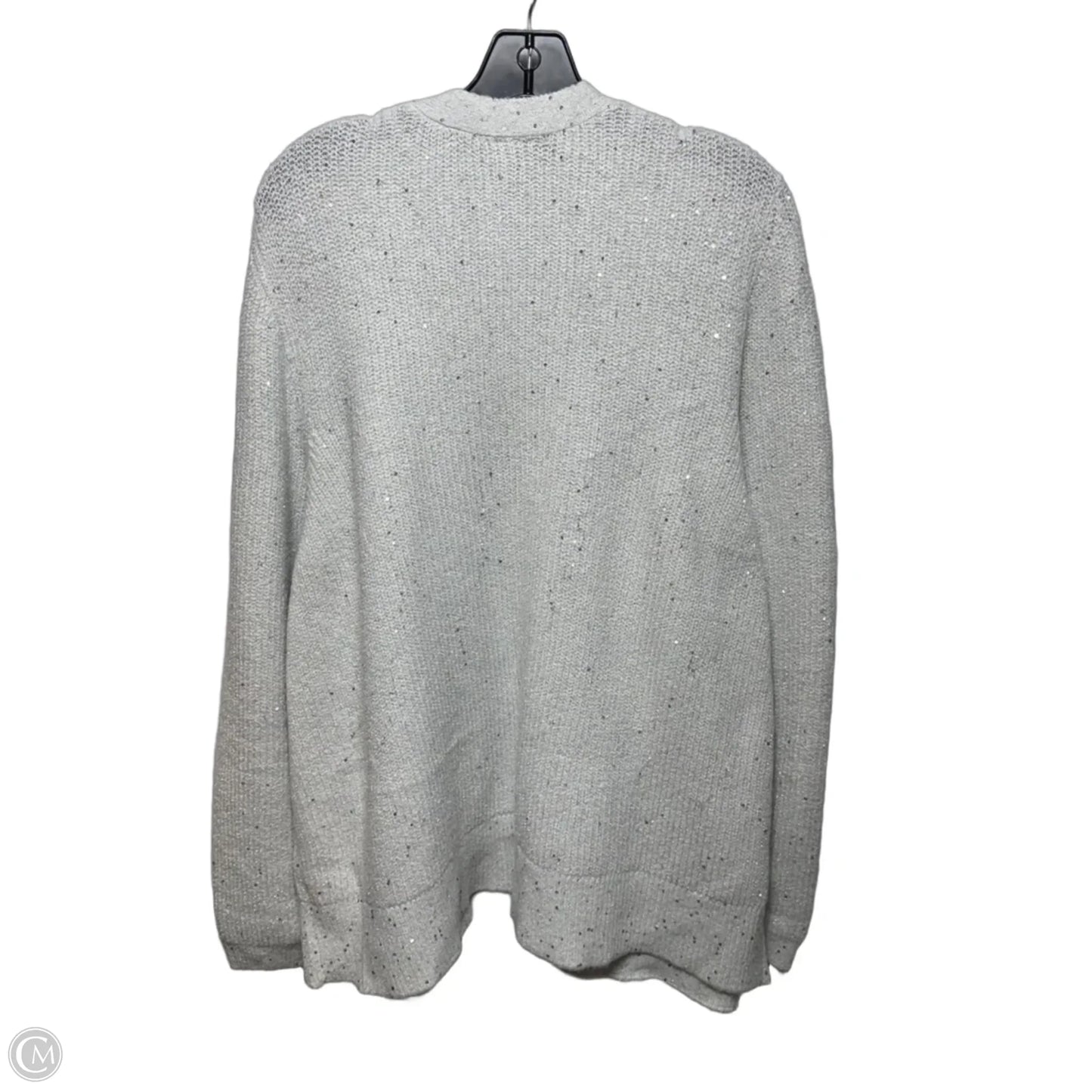 Sequin Sweater Cardigan By Lane Bryant In Silver & White, Size: 22/24