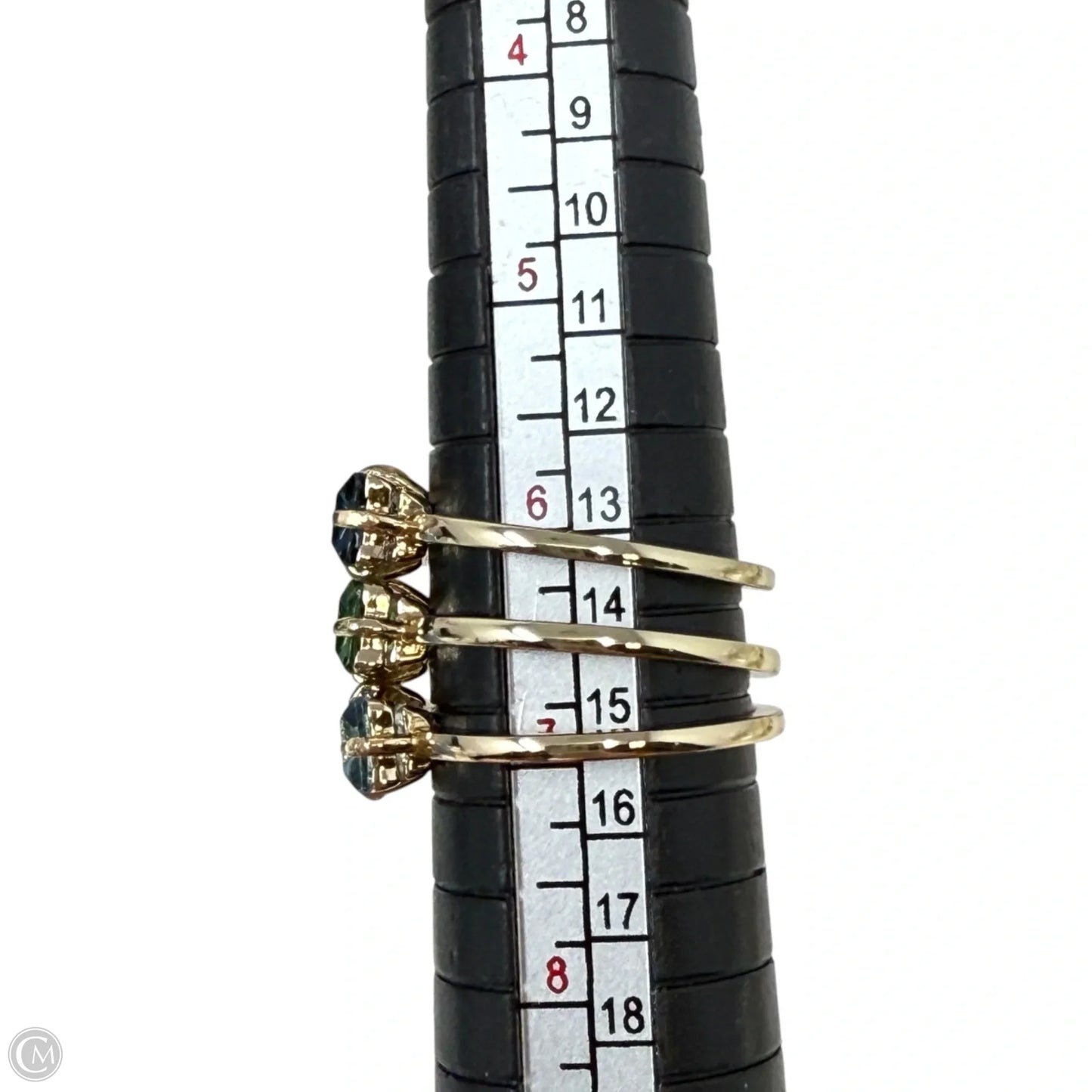 Gold-Tone 3-Pc.Set Baguette Stone Stack Rings, Size: 7