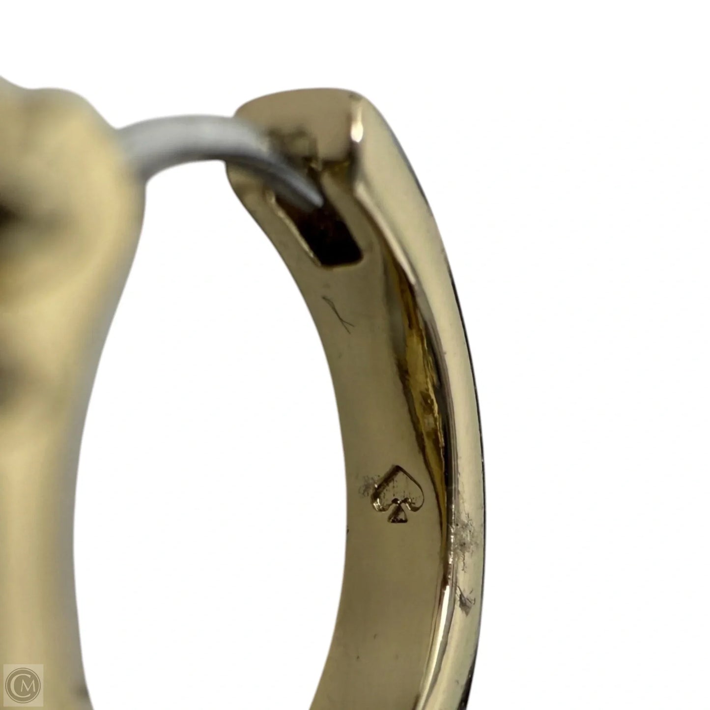 Gold Tone & Clear Crystal Daisy Huggie Hoop Earrings Designer By Kate Spade