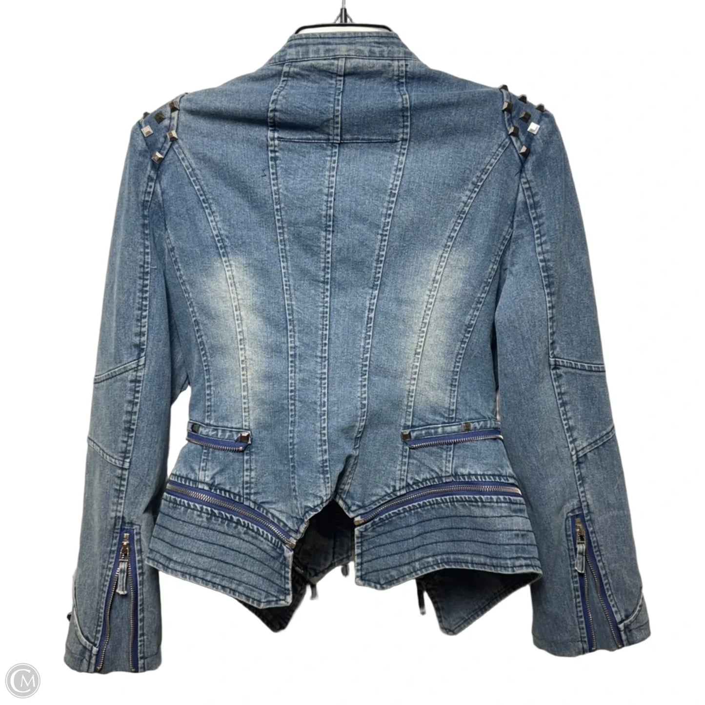 Studded Jacket Denim By Fashion SX In Blue Denim, Size: M