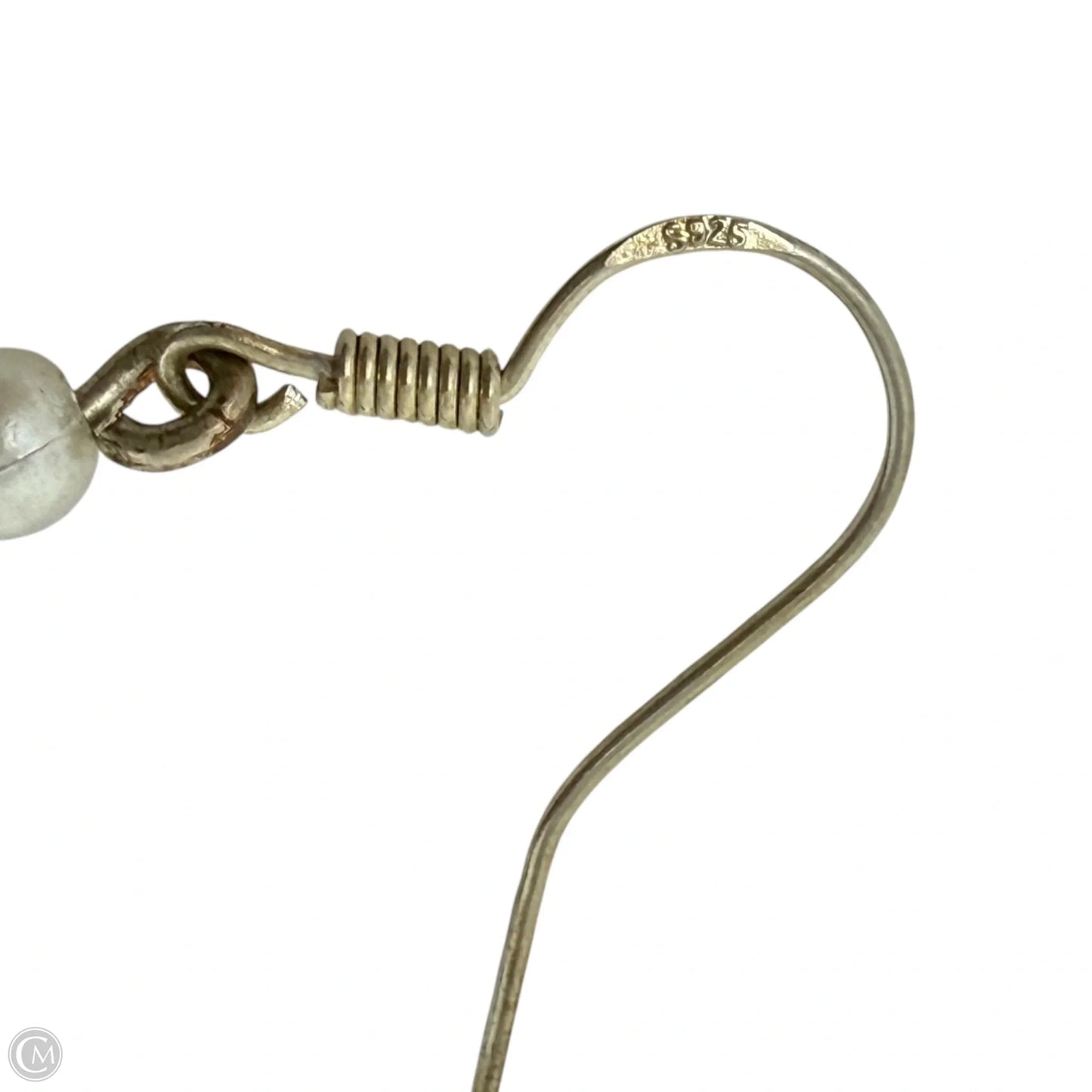 Blue & Cream Beaded Dangle Earrings With Sterling Silver Hooks