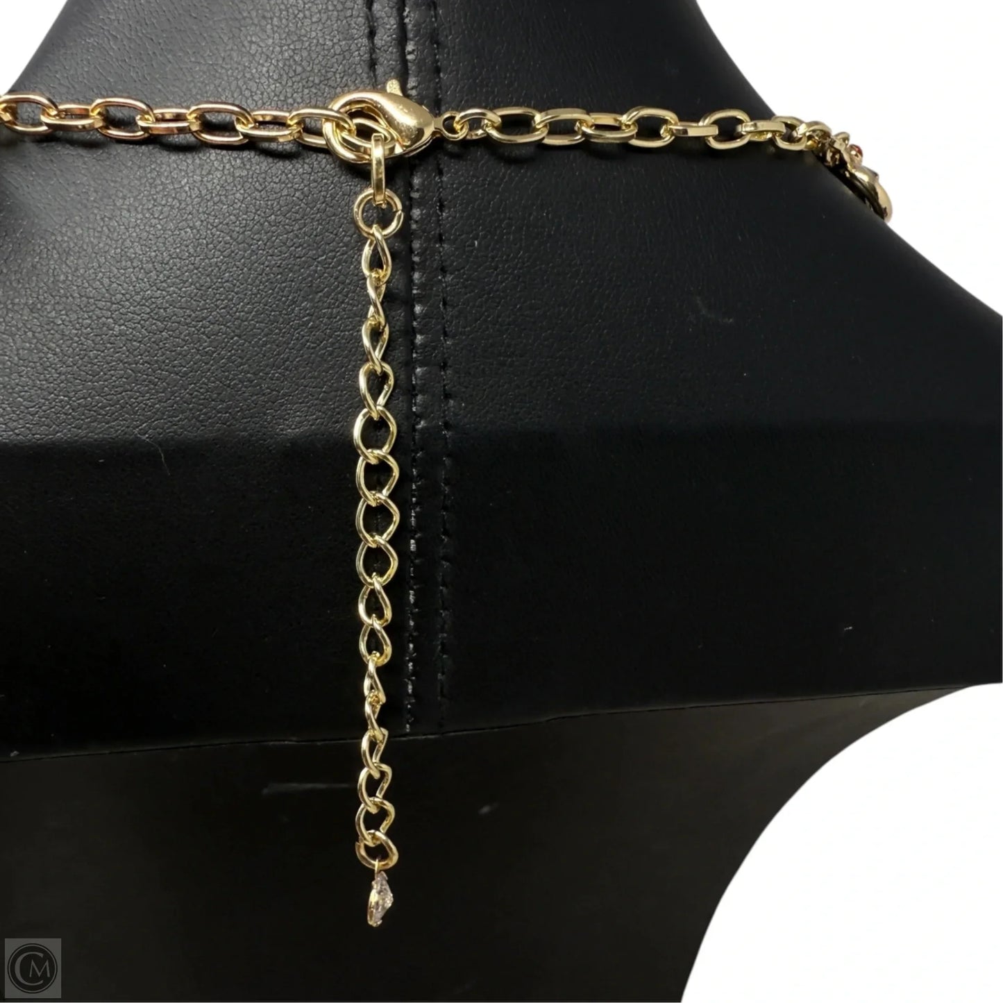 Gold Tone Multicolor Enamel Heart Collar Necklace