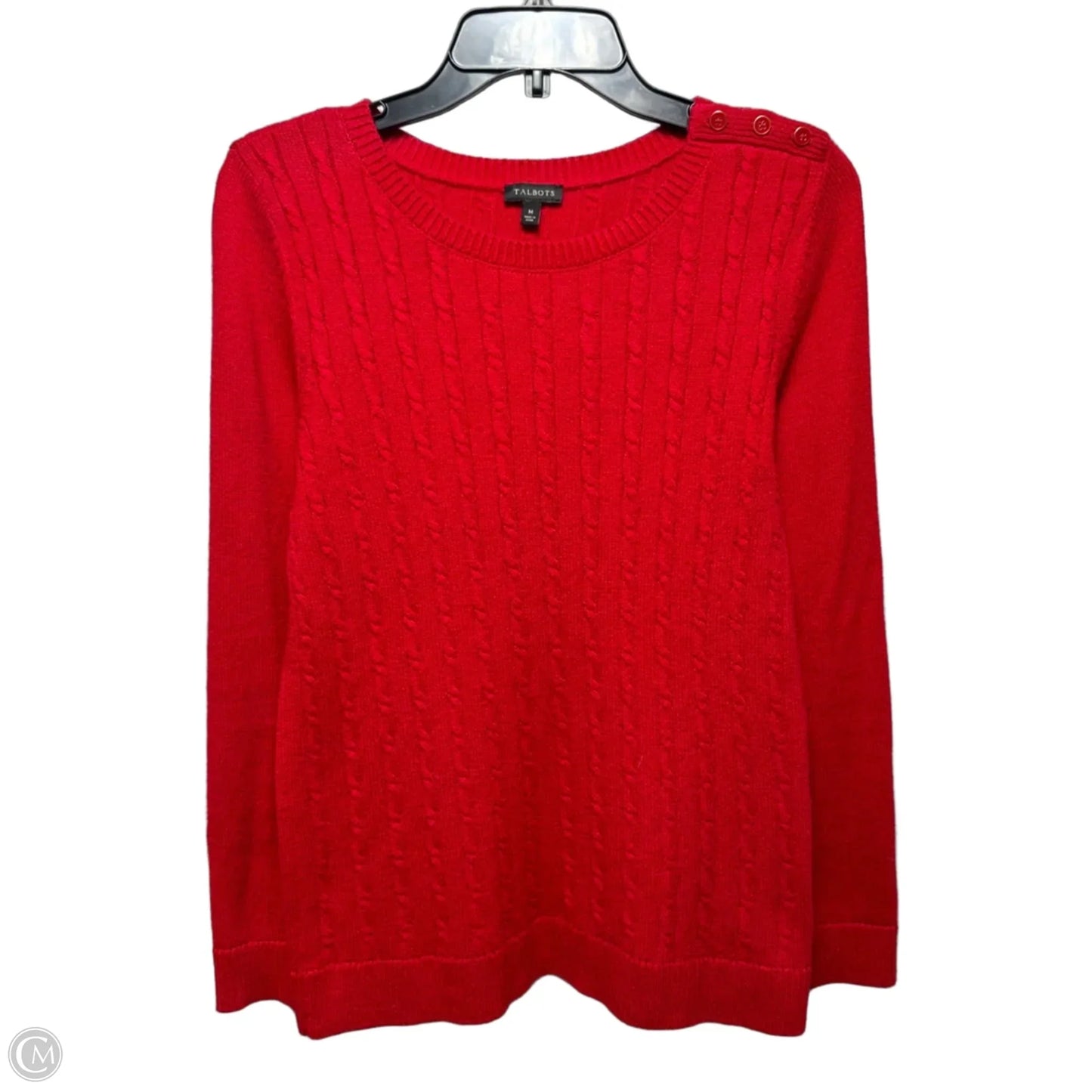 Cable Knit Sweater By Talbots In Red, Size: M