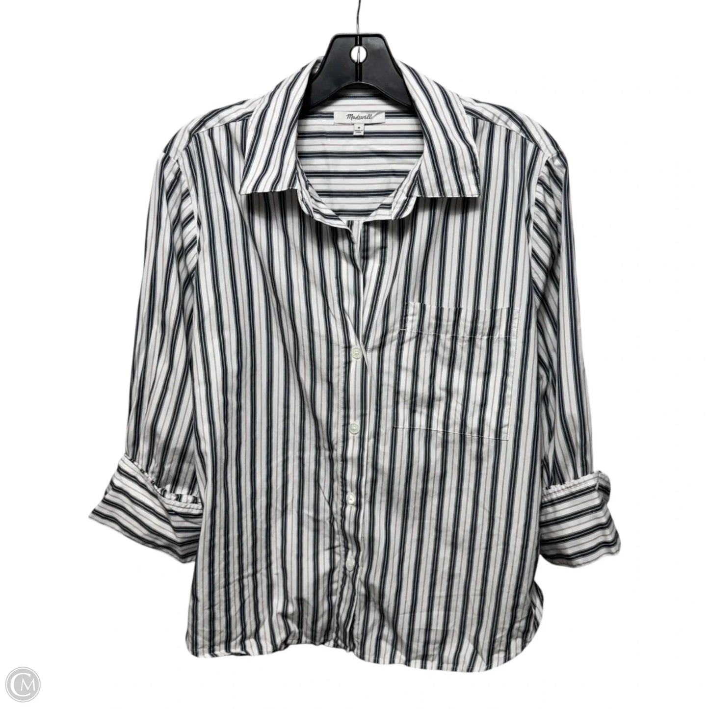 Top Long Sleeve By Madewell In Striped Pattern, Size: M
