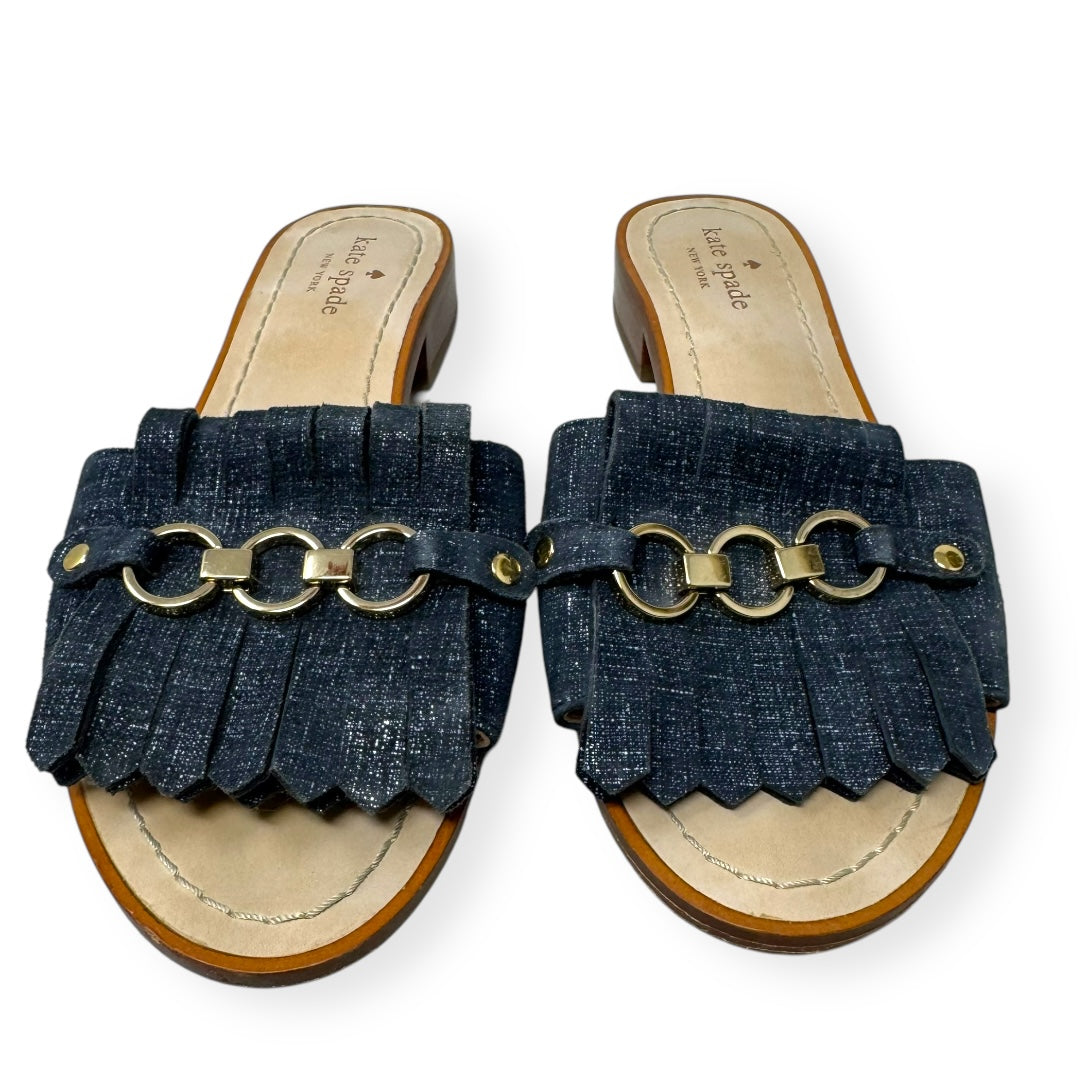 Brie Denim Flat Slide Sandals Designer By Kate Spade  Size: 7.5